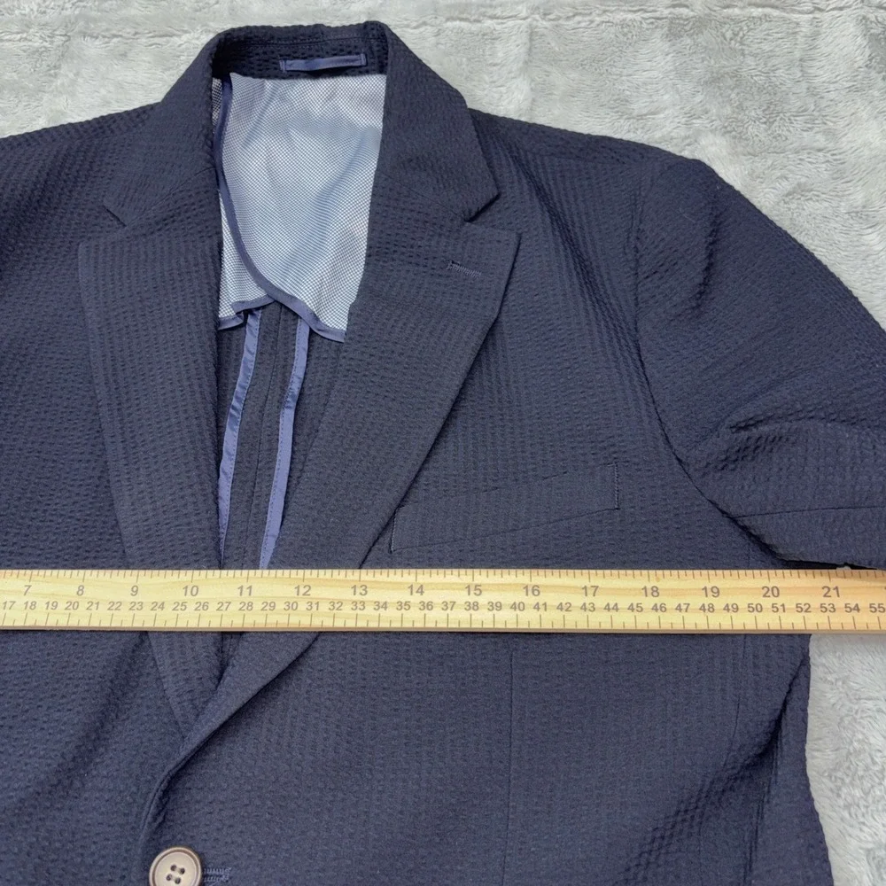 Victor Emmanuel Textured Stretch Seersucker Sport Coat L/42-Reg Navy NWT